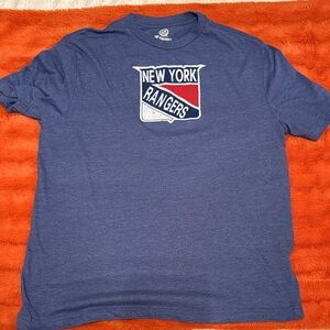 Fanatics Blue New York Rangers Logo Short Sleeve Tee